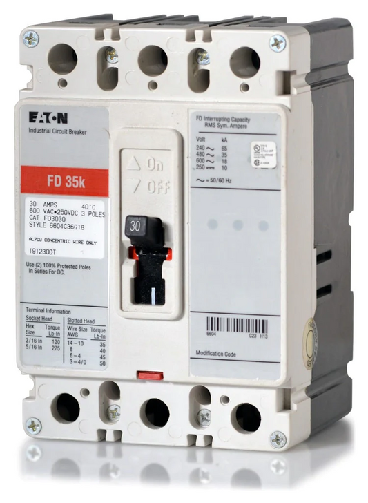 Eaton FD3030 Series C Industrial Circuit Breaker 30A 2P - New Surplus