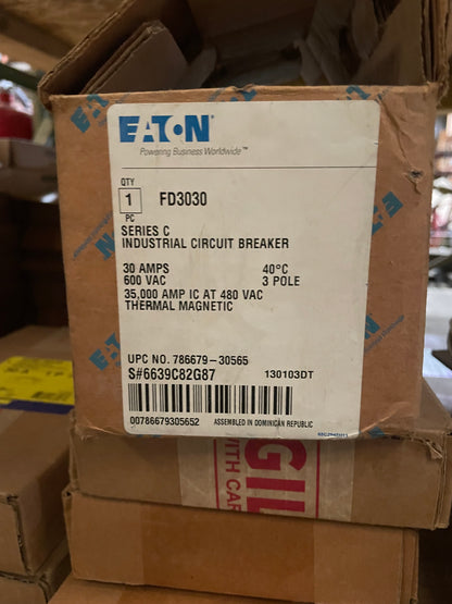 Eaton FD3030 Series C Industrial Circuit Breaker 30A 2P - New Surplus