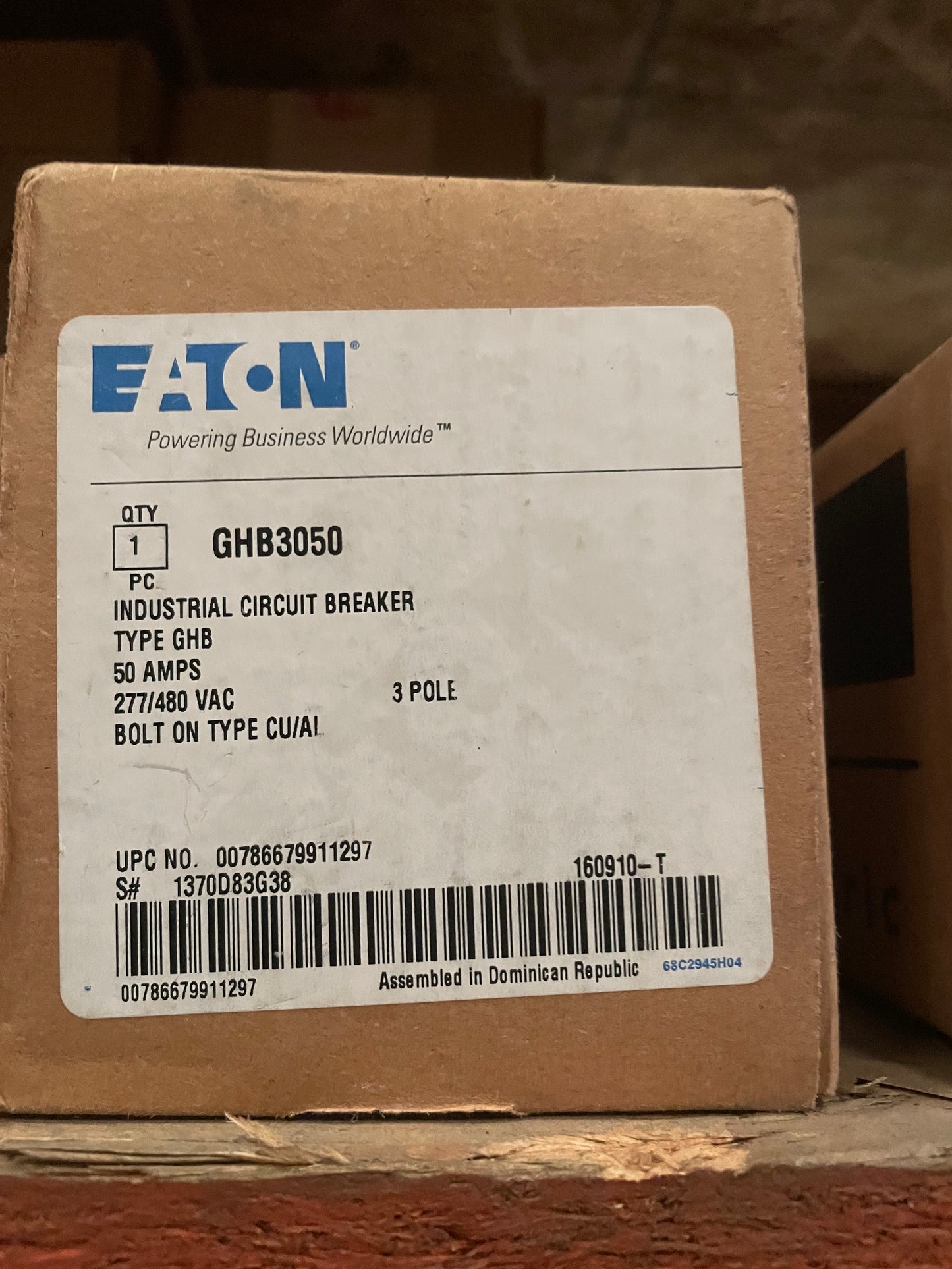 Eaton GHB3050 Circuit Breaker 50A 3P - New Surplus