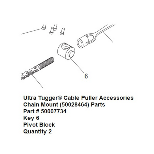 Greenlee 50007734 Block Pivot for Ultra Tugger Chain Mount- New Surplus