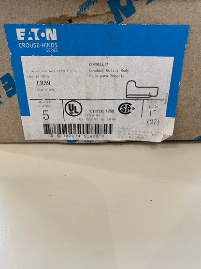 Eaton Crouse-Hinds LB39 series Condulet Mark 9 Conduit Outlet Body (Pack of 5) - New Surplus