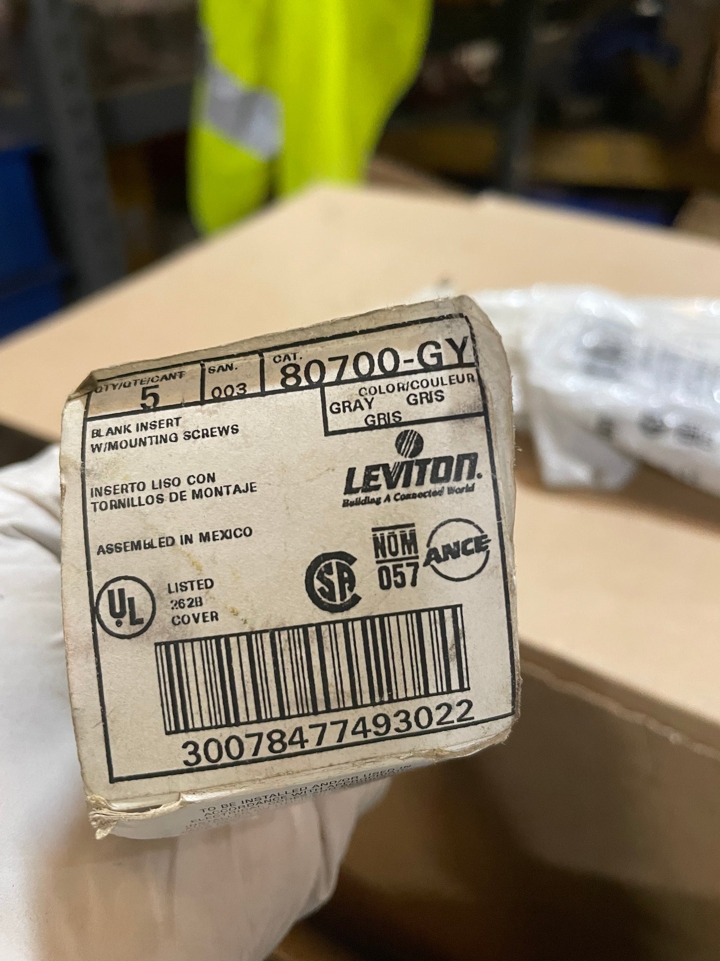 Leviton 80700-GY Blank Insert  with Mounting Screws (Grey) - New Surplus