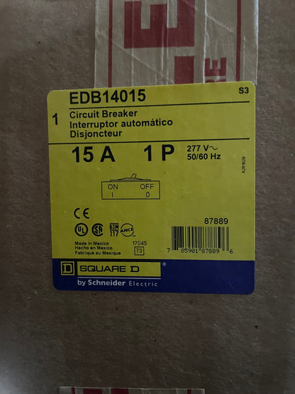 Schneider Electric EDB14015 Square D Circuit Breaker 15A 1P - New Surplus