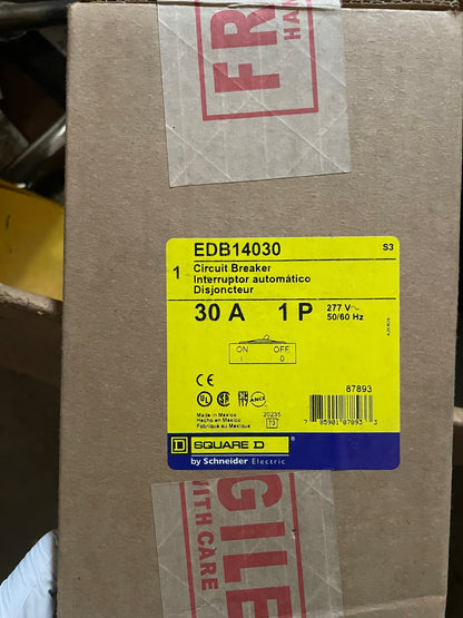 Square D EDB14030 Circuit Breaker 30A 1 Pole 277V - New Surplus