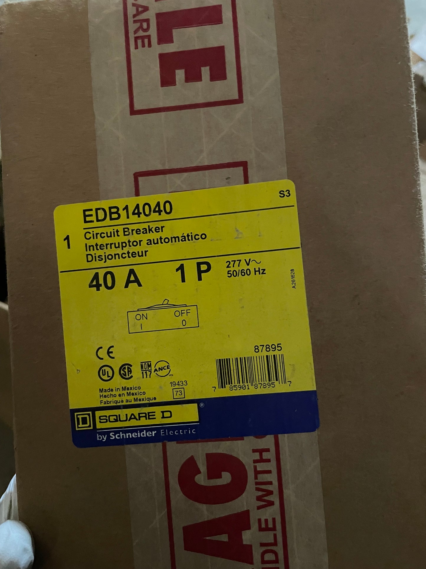 Schneider Electric EDB14040 Square D Circuit Breaker 40A 1P - New Surplus