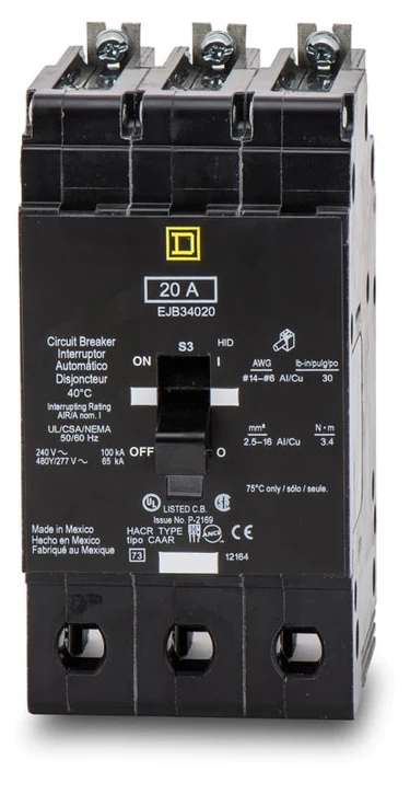 Schneider Electric EJB34020 Square D Circuit Breaker 20A 3P - New Surplus