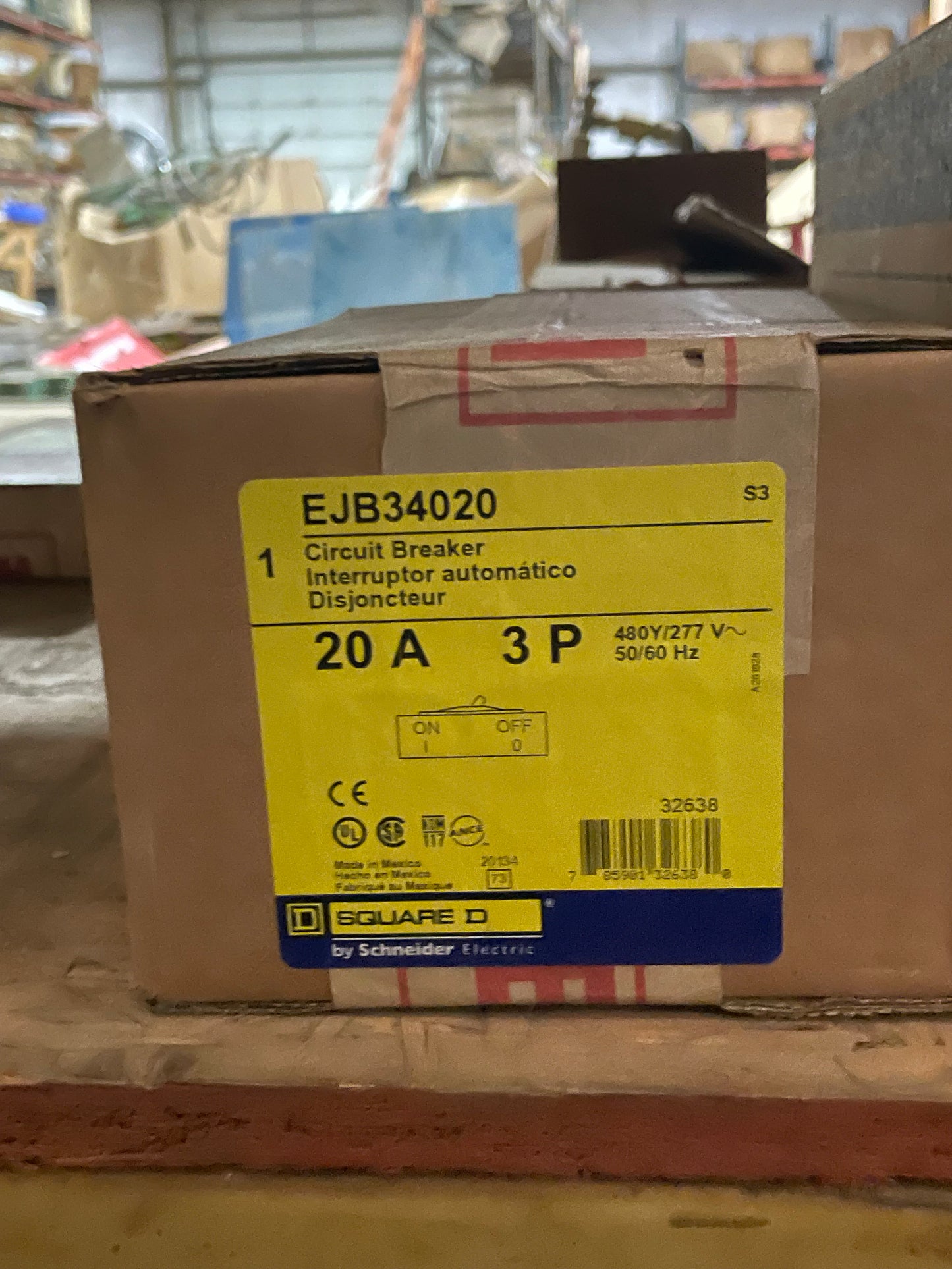 Schneider Electric EJB34020 Square D Circuit Breaker 20A 3P - New Surplus