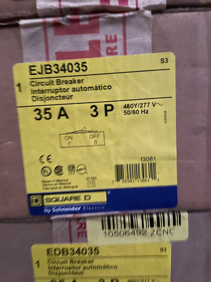 Schneider Electric EJB34035 Square D Circuit Breaker 35A 3P - New Surplus