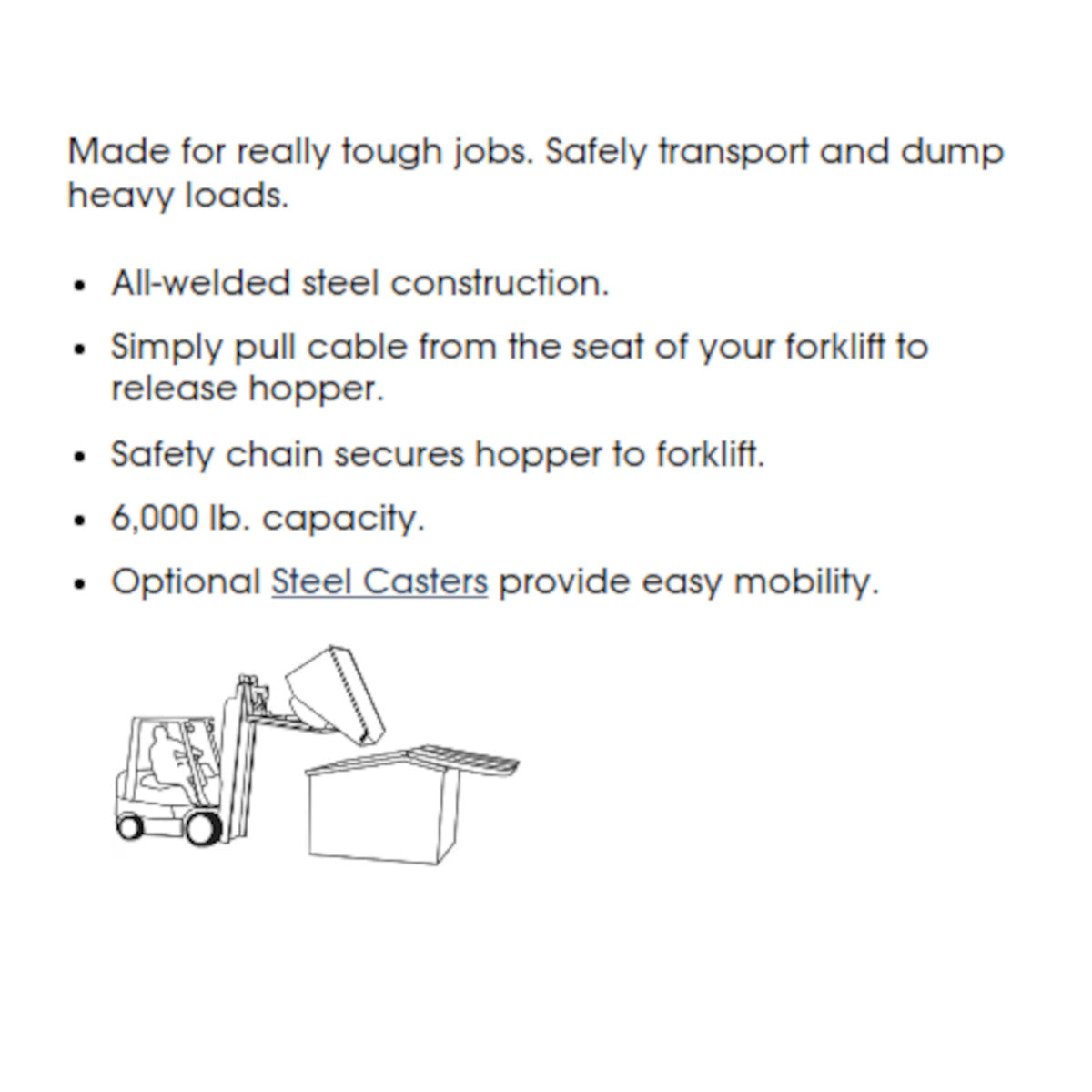 Dump Hopper 4 Cubic Yard Medium Duty Forklift Hopper -  Reconditioned