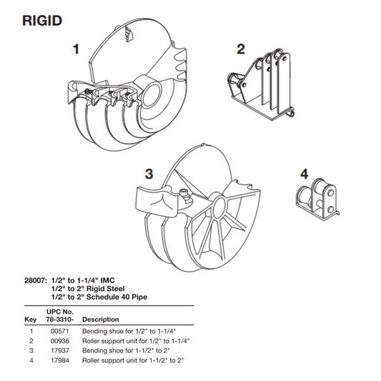 Greenlee 28007 Bending Shoe Group for 1/2in. through 2in. Rigid/IMC Conduit