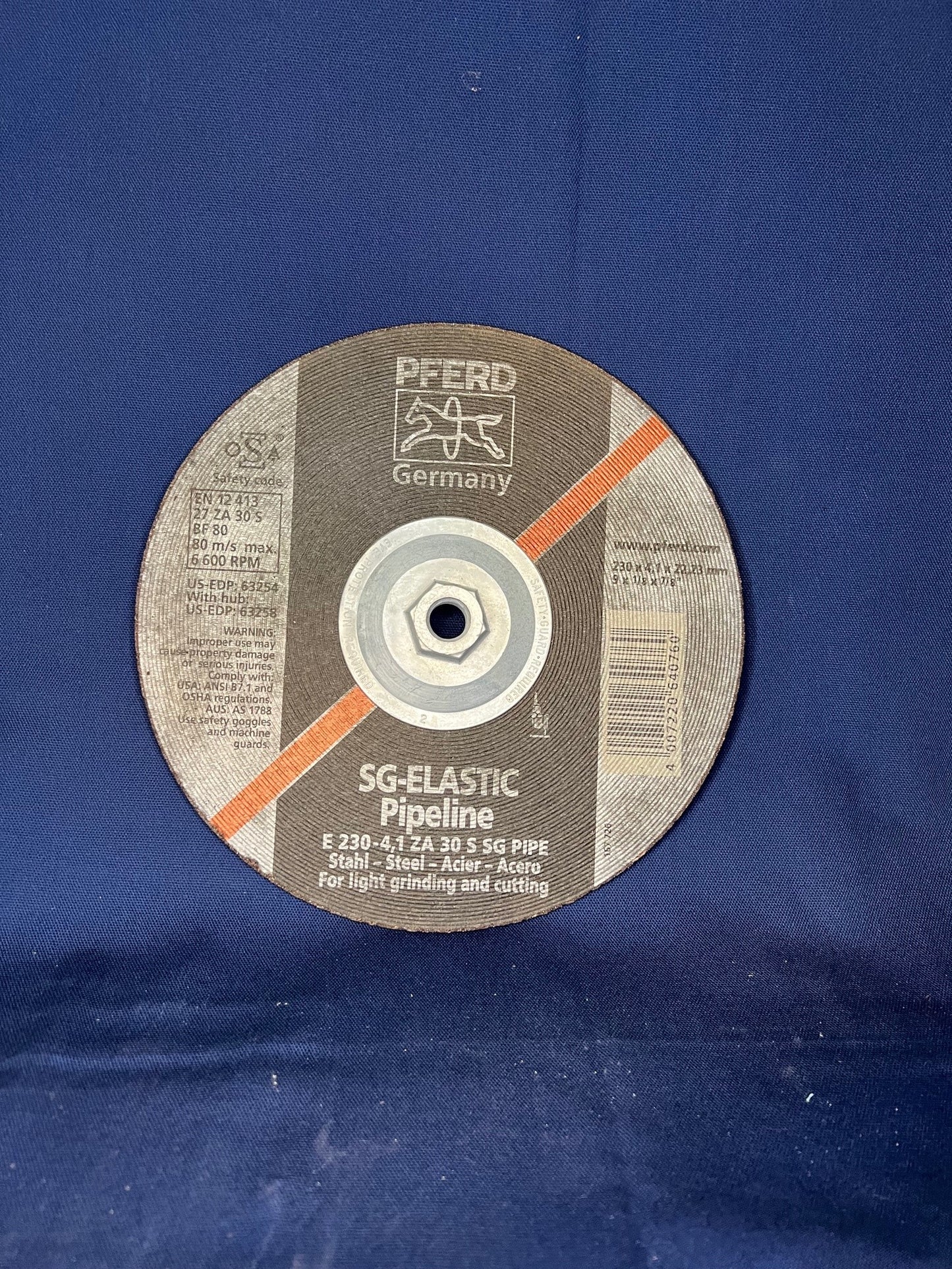 Pferd Type 27 9x1/8x5/8-11 SG Pipeline Cut-Off Wheel - New Surplus