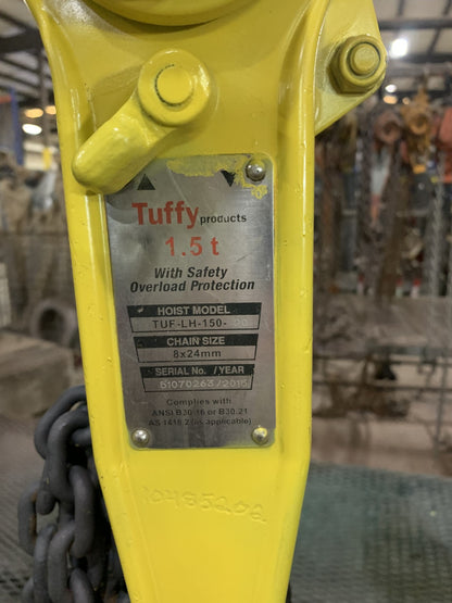 Tuffy Products TUF-LH-150-20 1.5 Ton, 20 Ft. Lever Chain Hoist  -  Reconditioned