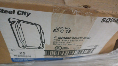 STEEL-CITY 52C18 4in. Square Ring (Box of 25) New Surplus