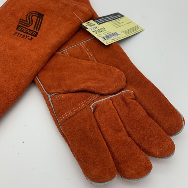 Steiner 2119Y  Standard Shoulder Split Cowhide Stick Welding Gloves - ThermoCore™ Foam Lined - Size Small - New Surplus