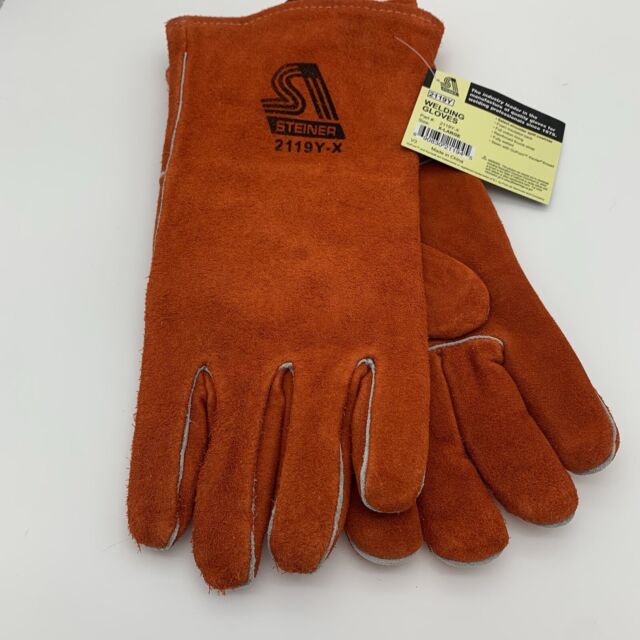 Steiner 2119Y  Standard Shoulder Split Cowhide Stick Welding Gloves - ThermoCore™ Foam Lined - Size Small - New Surplus